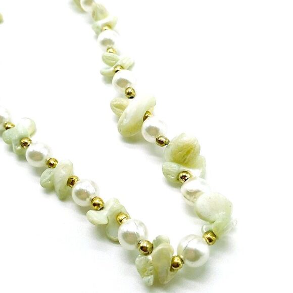 Baroque Freshwater Pearl Necklace Gold-tone Spacer Beads Long - Picture 7 of 9